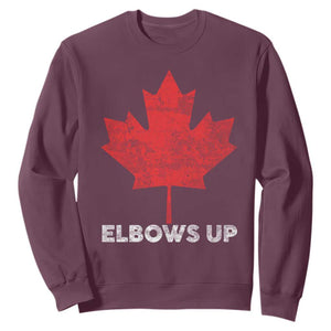 Elbows Up Canada Strong Sweatshirt Maple Leaf Proud Canadian TS10 Maroon Print Your Wear