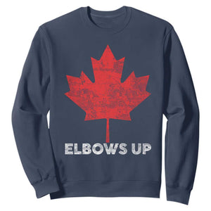 Elbows Up Canada Strong Sweatshirt Maple Leaf Proud Canadian TS10 Navy Print Your Wear