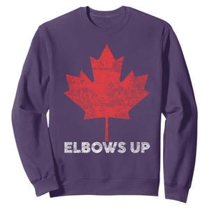Elbows Up Canada Strong Sweatshirt Maple Leaf Proud Canadian TS10 Purple Print Your Wear