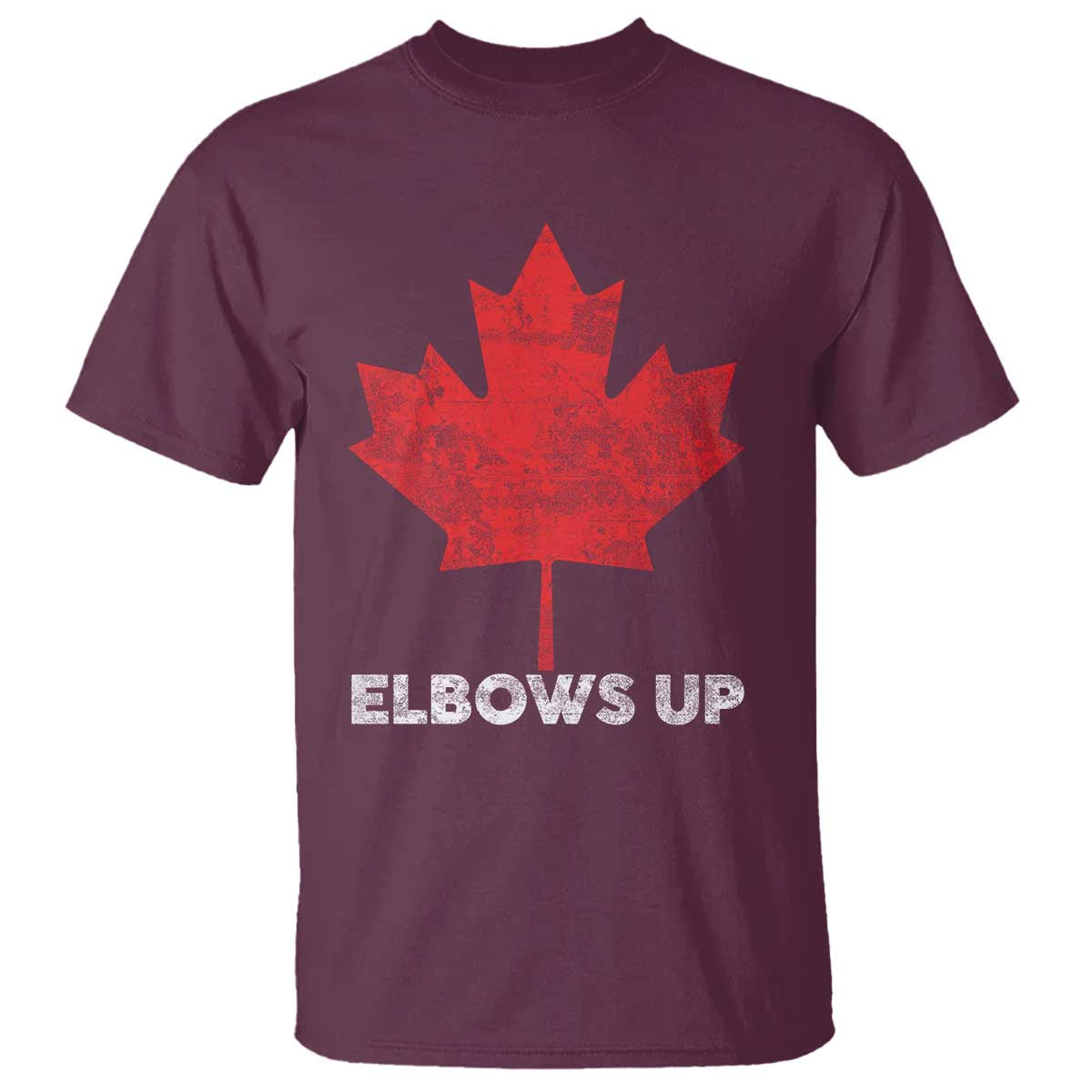 Elbows Up Canada Strong T Shirt Maple Leaf Proud Canadian TS10 Maroon Print Your Wear