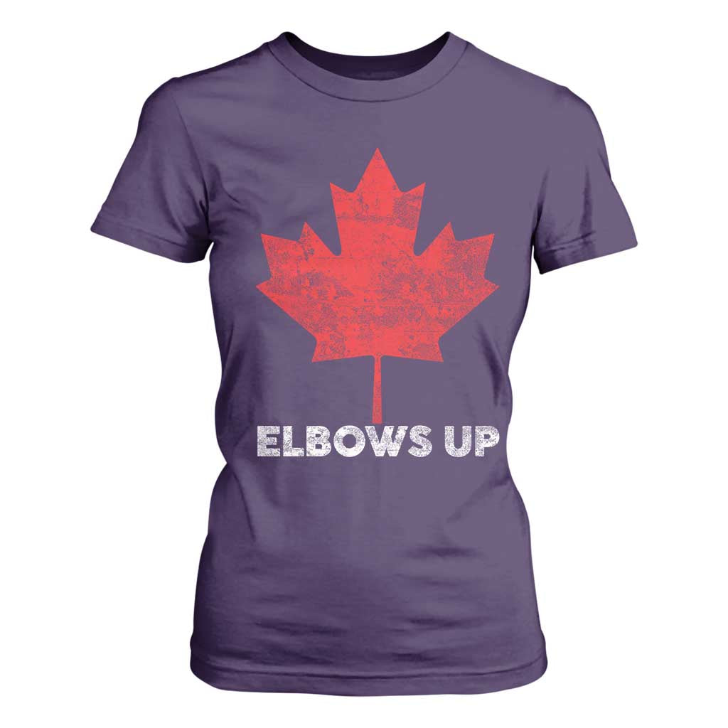 Elbows Up Canada Strong T Shirt For Women Maple Leaf Proud Canadian TS10 Purple Print Your Wear