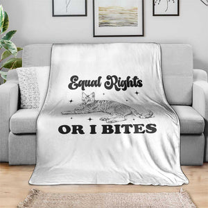 Feminist Cat Throw Blanket Equal Rights or I Bites Human Rights TS10 Print Your Wear