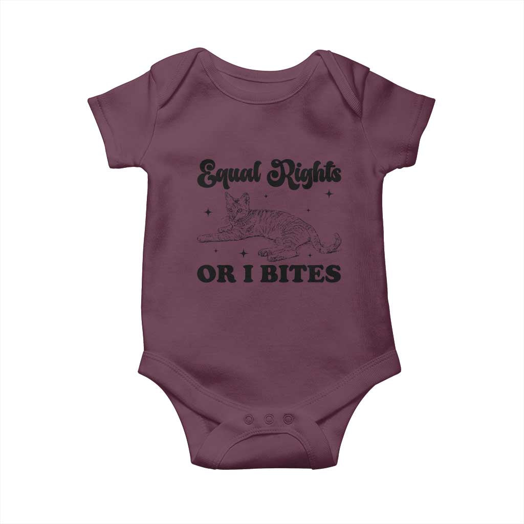 Feminist Cat Baby Onesie Equal Rights or I Bites Human Rights TS10 Maroon Print Your Wear