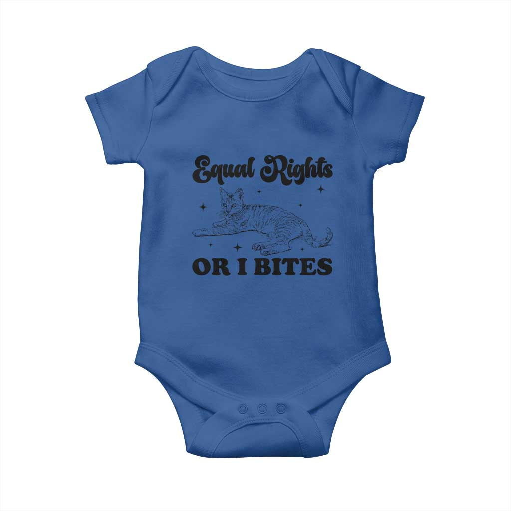Feminist Cat Baby Onesie Equal Rights or I Bites Human Rights TS10 Royal Blue Print Your Wear