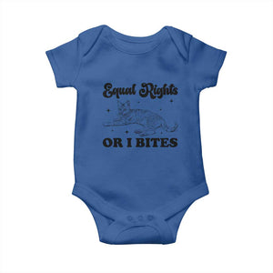 Feminist Cat Baby Onesie Equal Rights or I Bites Human Rights TS10 Royal Blue Print Your Wear