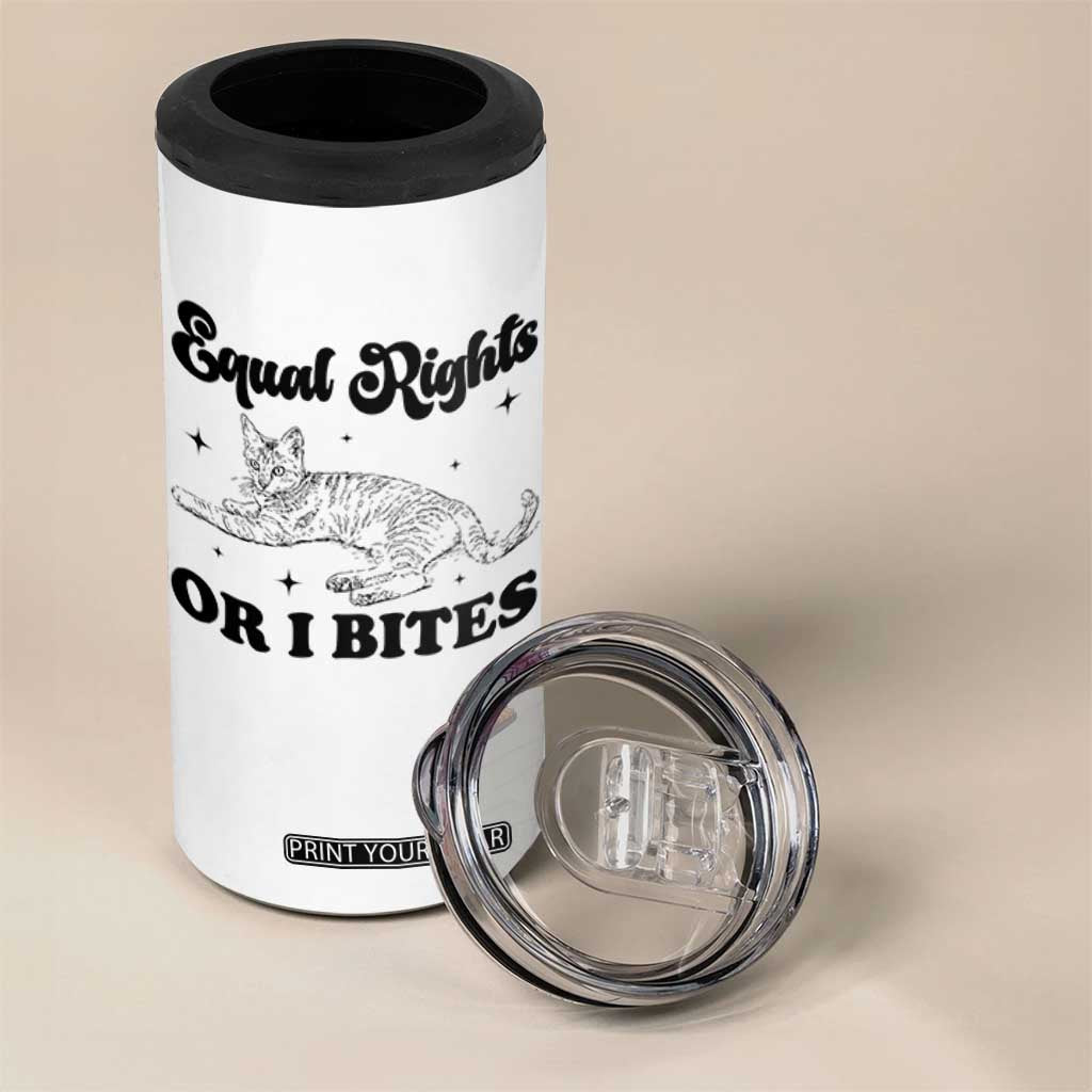 Feminist Cat 4 in 1 Can Cooler Tumbler Equal Rights or I Bites Human Rights TS10 Print Your Wear