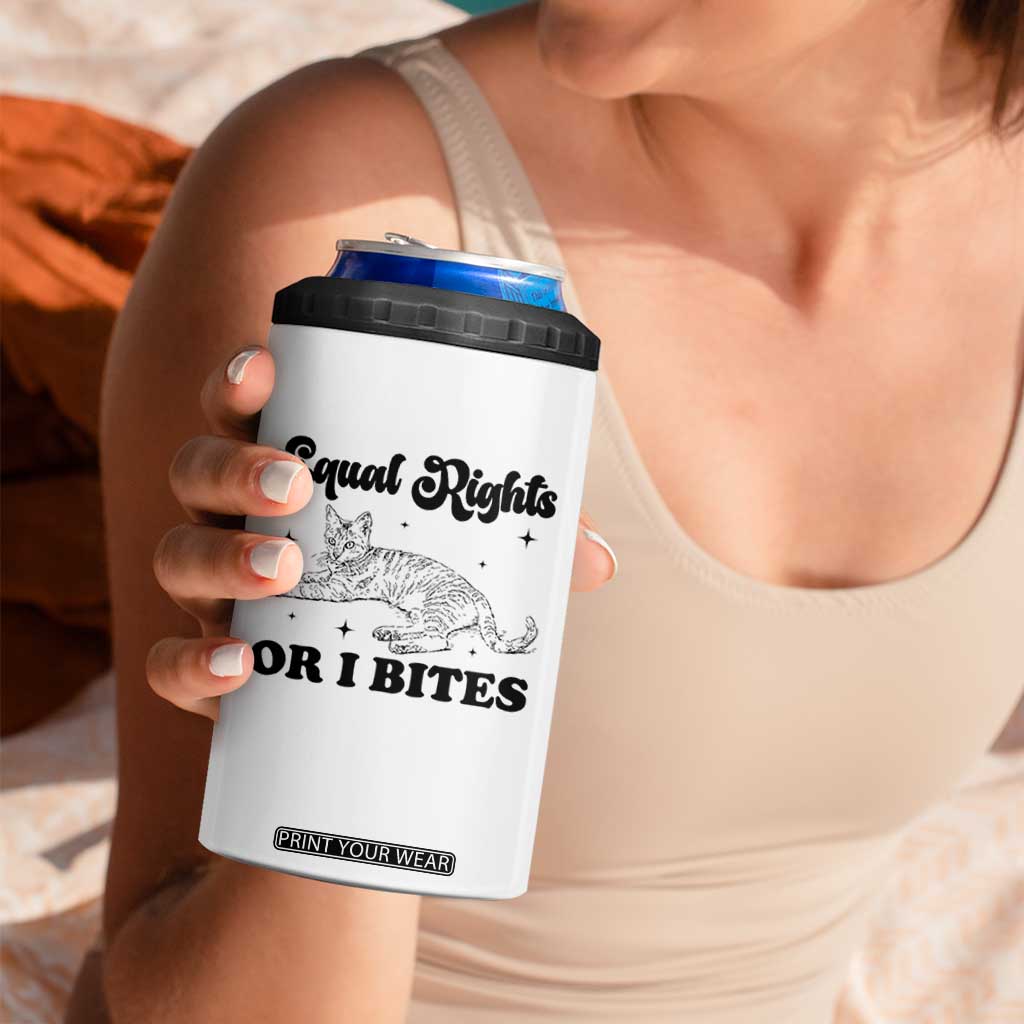 Feminist Cat 4 in 1 Can Cooler Tumbler Equal Rights or I Bites Human Rights TS10 Print Your Wear