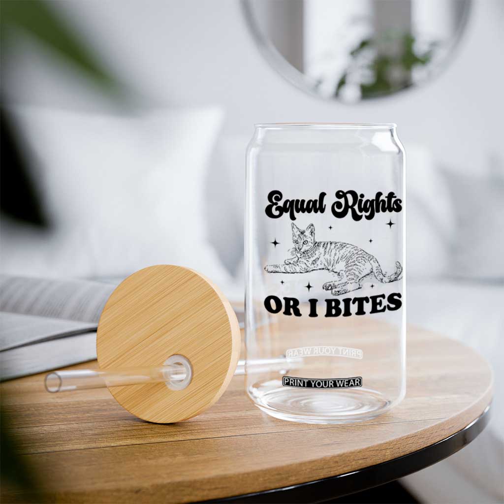 Feminist Cat Glass Can Equal Rights or I Bites Human Rights TS10 Print Your Wear