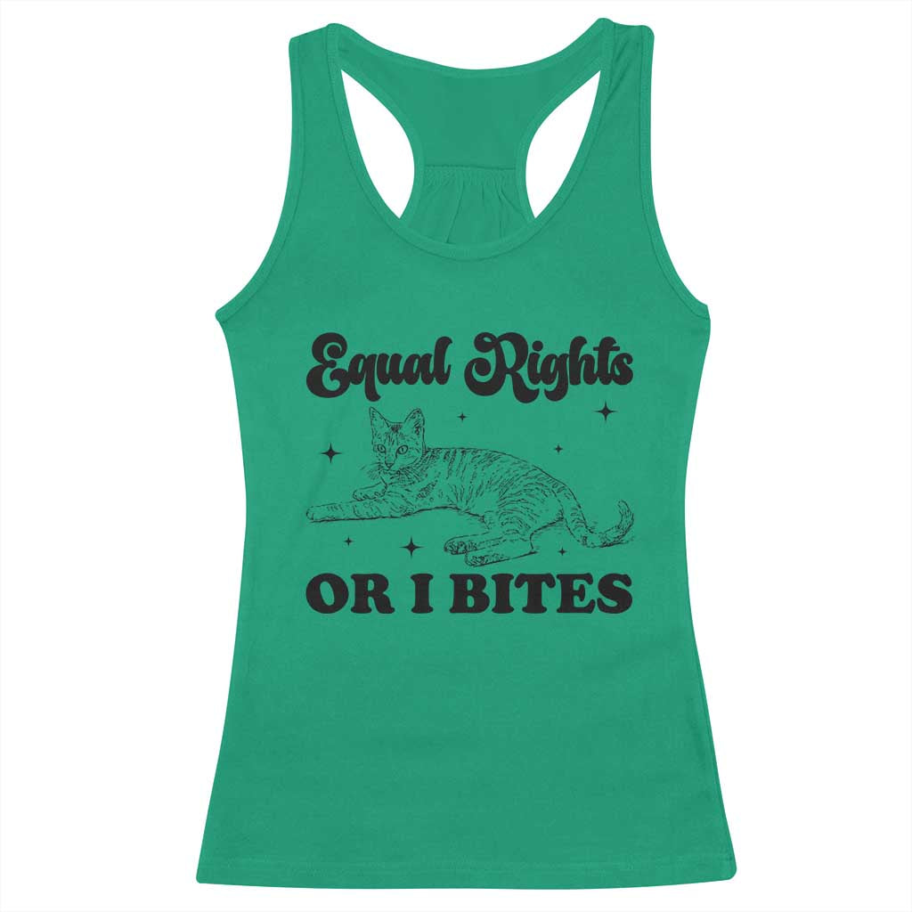 Feminist Cat Racerback Tank Top Equal Rights or I Bites Human Rights TS10 Irish Green Print Your Wear