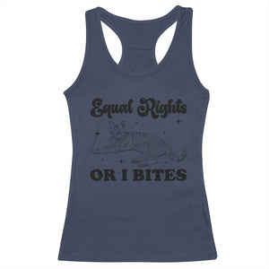 Feminist Cat Racerback Tank Top Equal Rights or I Bites Human Rights TS10 Navy Print Your Wear