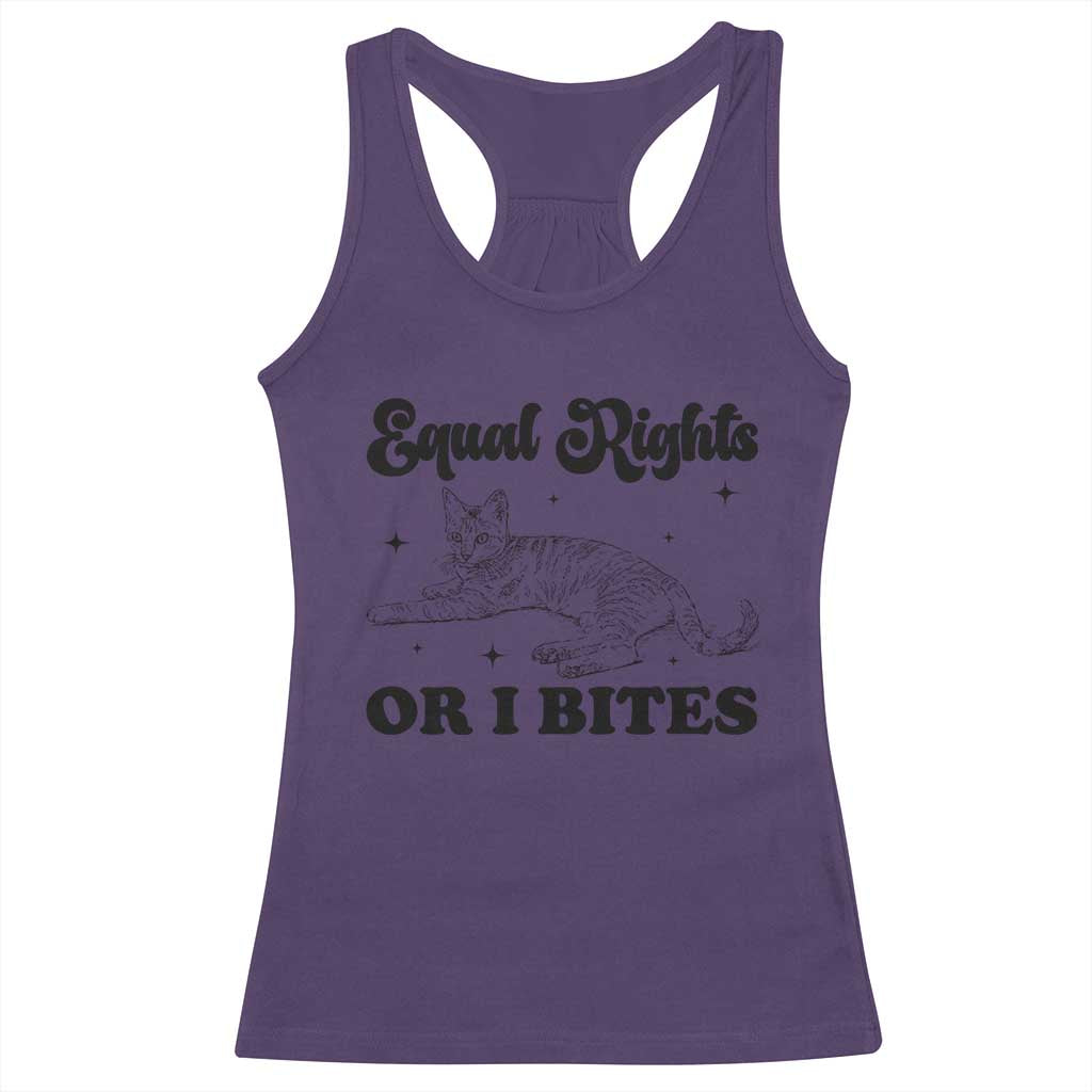 Feminist Cat Racerback Tank Top Equal Rights or I Bites Human Rights TS10 Purple Print Your Wear