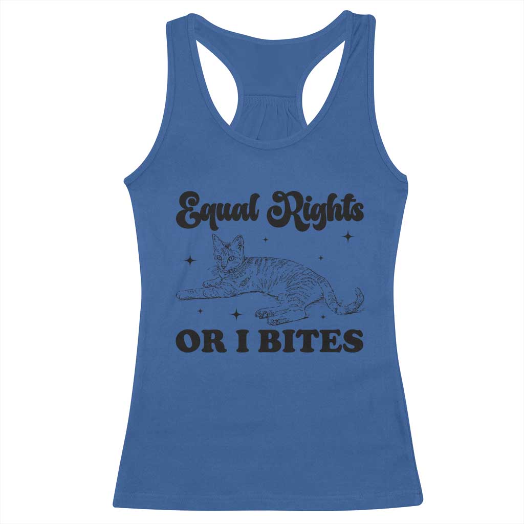Feminist Cat Racerback Tank Top Equal Rights or I Bites Human Rights TS10 Royal Blue Print Your Wear