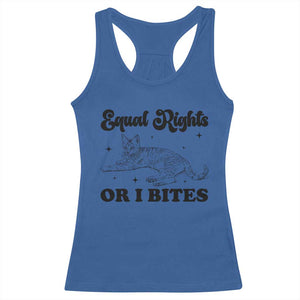 Feminist Cat Racerback Tank Top Equal Rights or I Bites Human Rights TS10 Royal Blue Print Your Wear