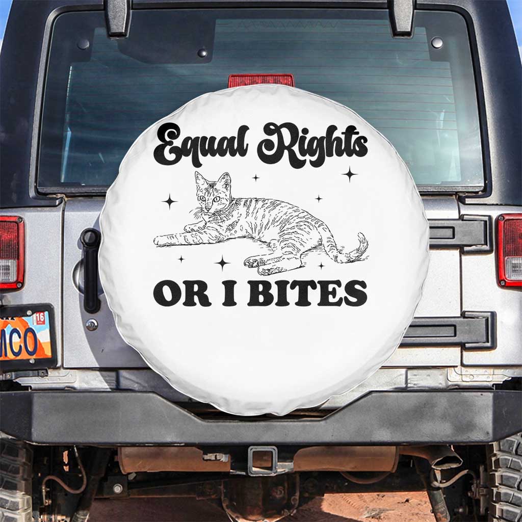 Feminist Cat Spare Tire Cover Equal Rights or I Bites Human Rights TS10 No hole White Print Your Wear
