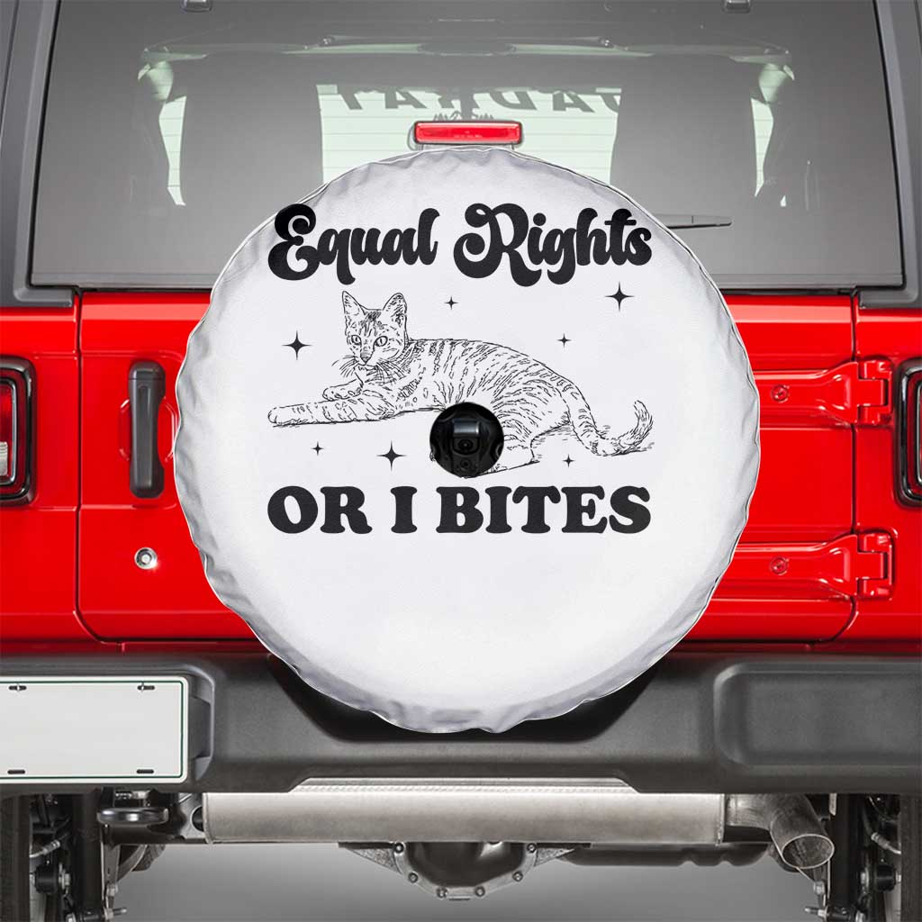 Feminist Cat Spare Tire Cover Equal Rights or I Bites Human Rights TS10 White Print Your Wear