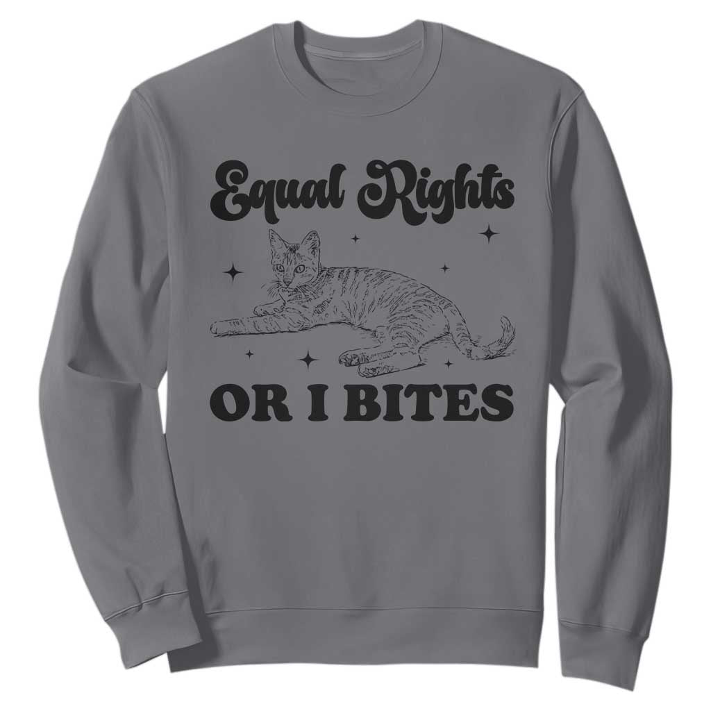 Feminist Cat Sweatshirt Equal Rights or I Bites Human Rights TS10 Charcoal Print Your Wear