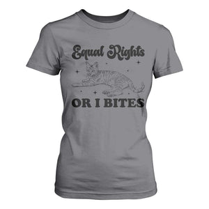 Feminist Cat T Shirt For Women Equal Rights or I Bites Human Rights TS10 Charcoal Print Your Wear