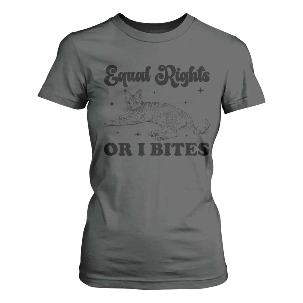 Feminist Cat T Shirt For Women Equal Rights or I Bites Human Rights TS10 Dark Heather Print Your Wear