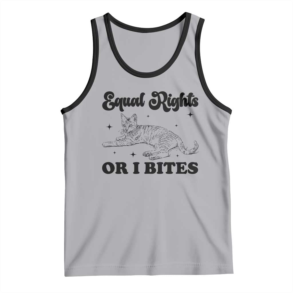 Feminist Cat Tank Top Equal Rights or I Bites Human Rights TS10 Athletic Heather Black Print Your Wear