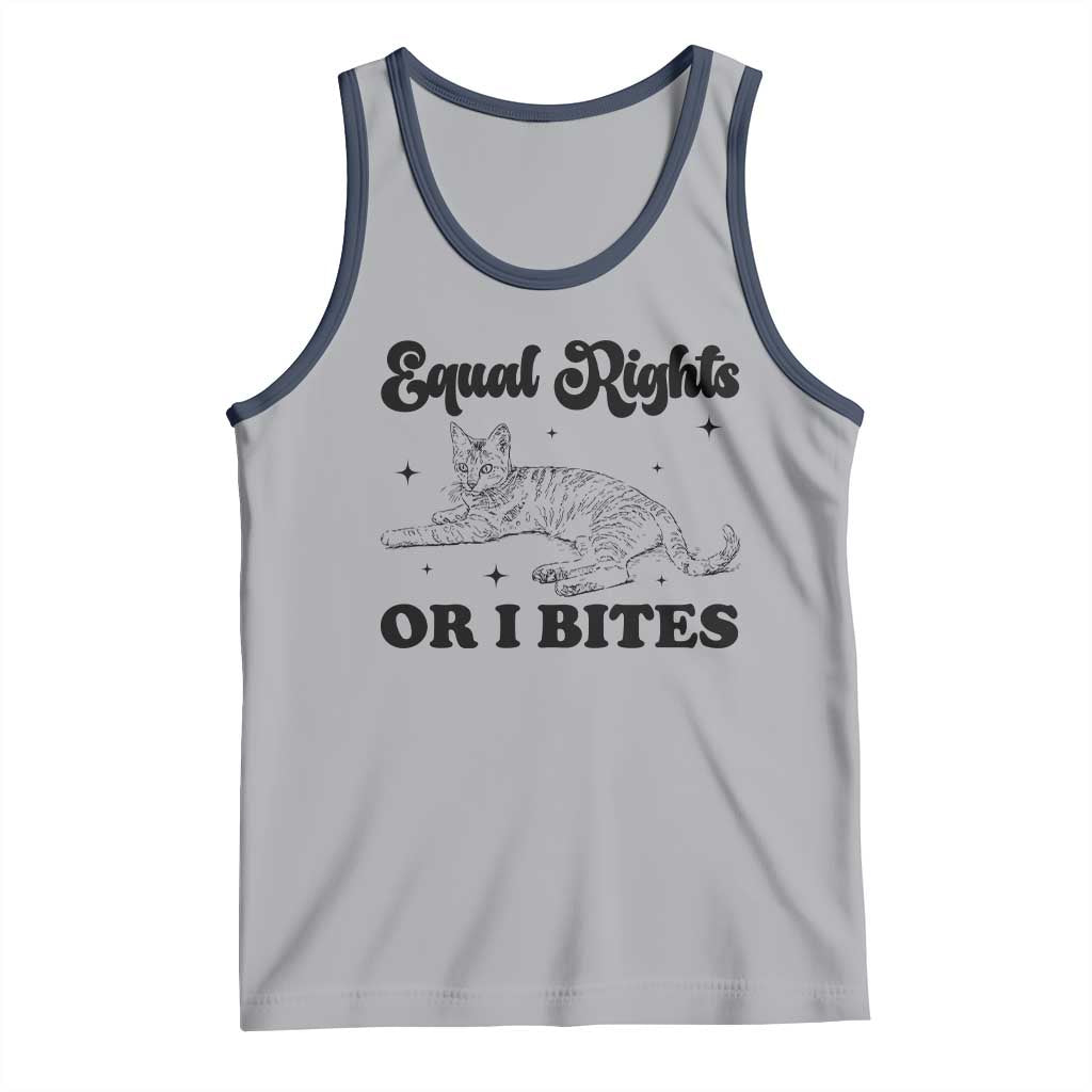 Feminist Cat Tank Top Equal Rights or I Bites Human Rights TS10 Athletic Heather Navy Print Your Wear