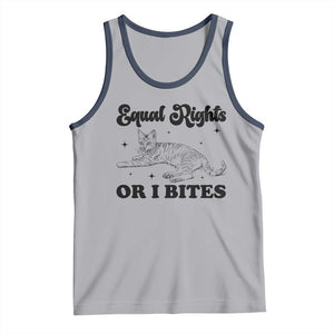 Feminist Cat Tank Top Equal Rights or I Bites Human Rights TS10 Athletic Heather Navy Print Your Wear