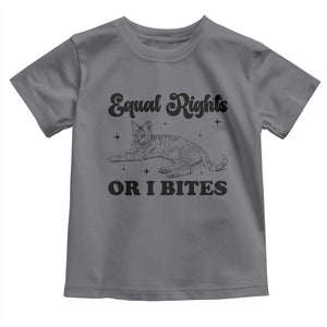 Feminist Cat Toddler T Shirt Equal Rights or I Bites Human Rights TS10 Charcoal Print Your Wear