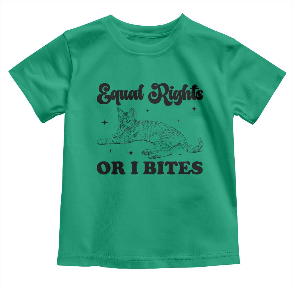 Feminist Cat Toddler T Shirt Equal Rights or I Bites Human Rights TS10 Irish Green Print Your Wear