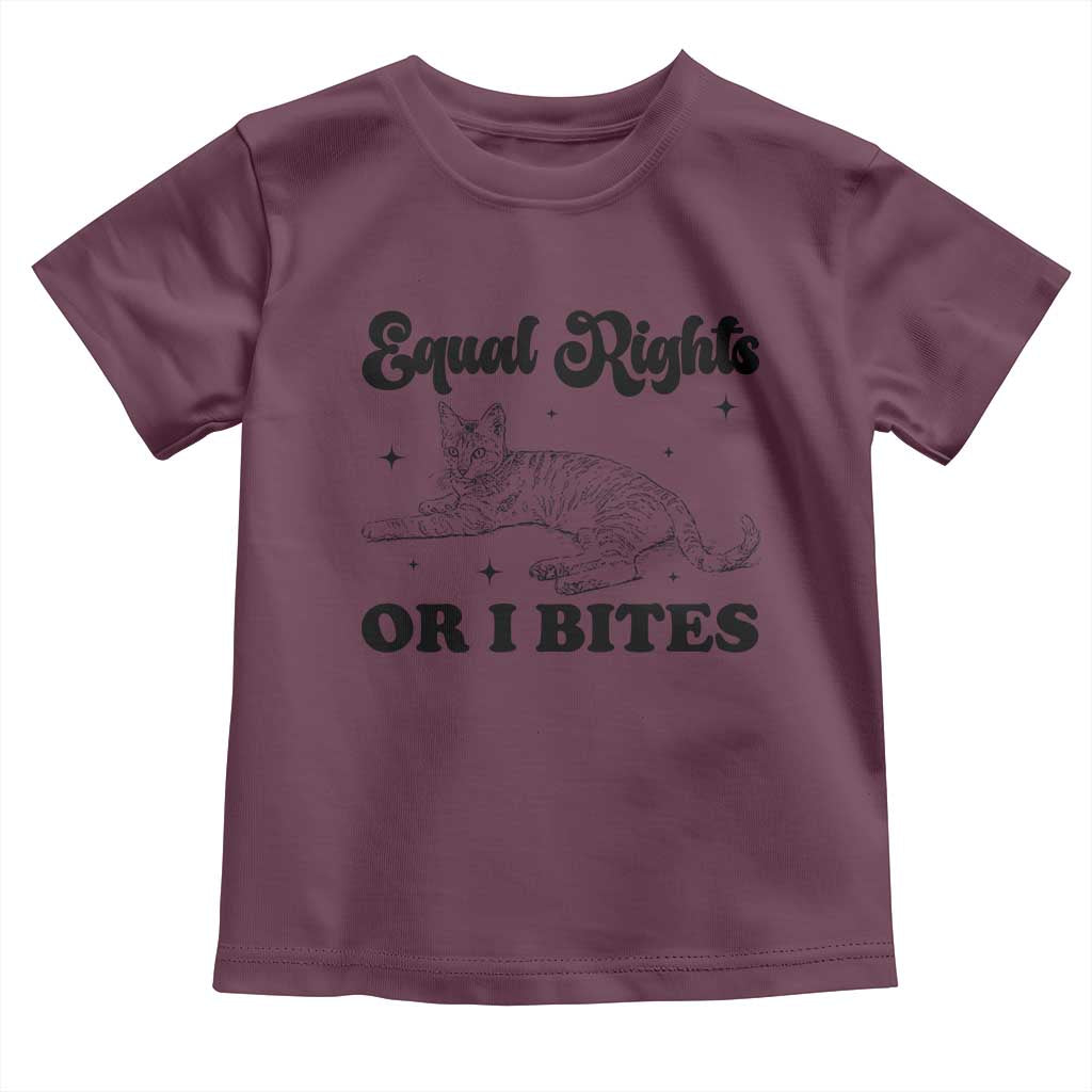 Feminist Cat Toddler T Shirt Equal Rights or I Bites Human Rights TS10 Maroon Print Your Wear