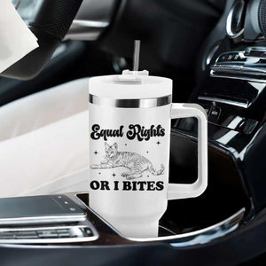 Feminist Cat Tumbler With Handle Equal Rights or I Bites Human Rights TS10 Print Your Wear