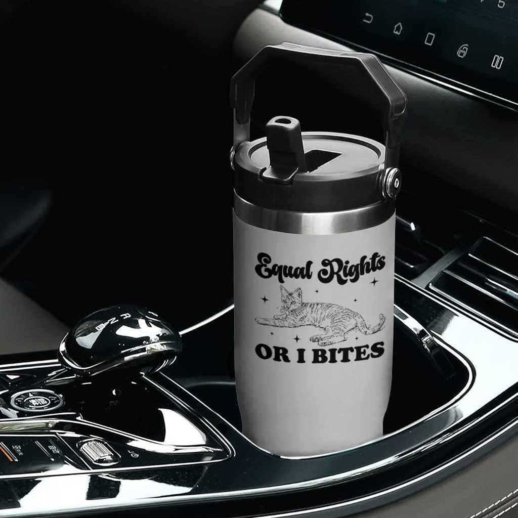 Feminist Cat Flip Straw Tumbler Equal Rights or I Bites Human Rights TS10 Print Your Wear