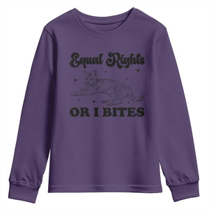 Feminist Cat Youth Sweatshirt Equal Rights or I Bites Human Rights TS10 Purple Print Your Wear