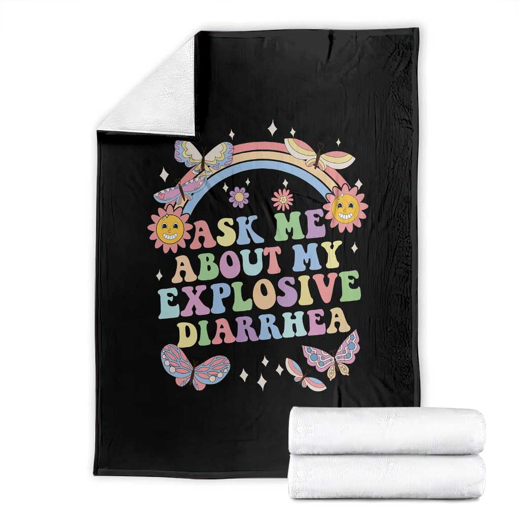 Ask Me About My Explosive Diarrhea Throw Blanket Funny Edgy Adult Humor TS10 Black Print Your Wear