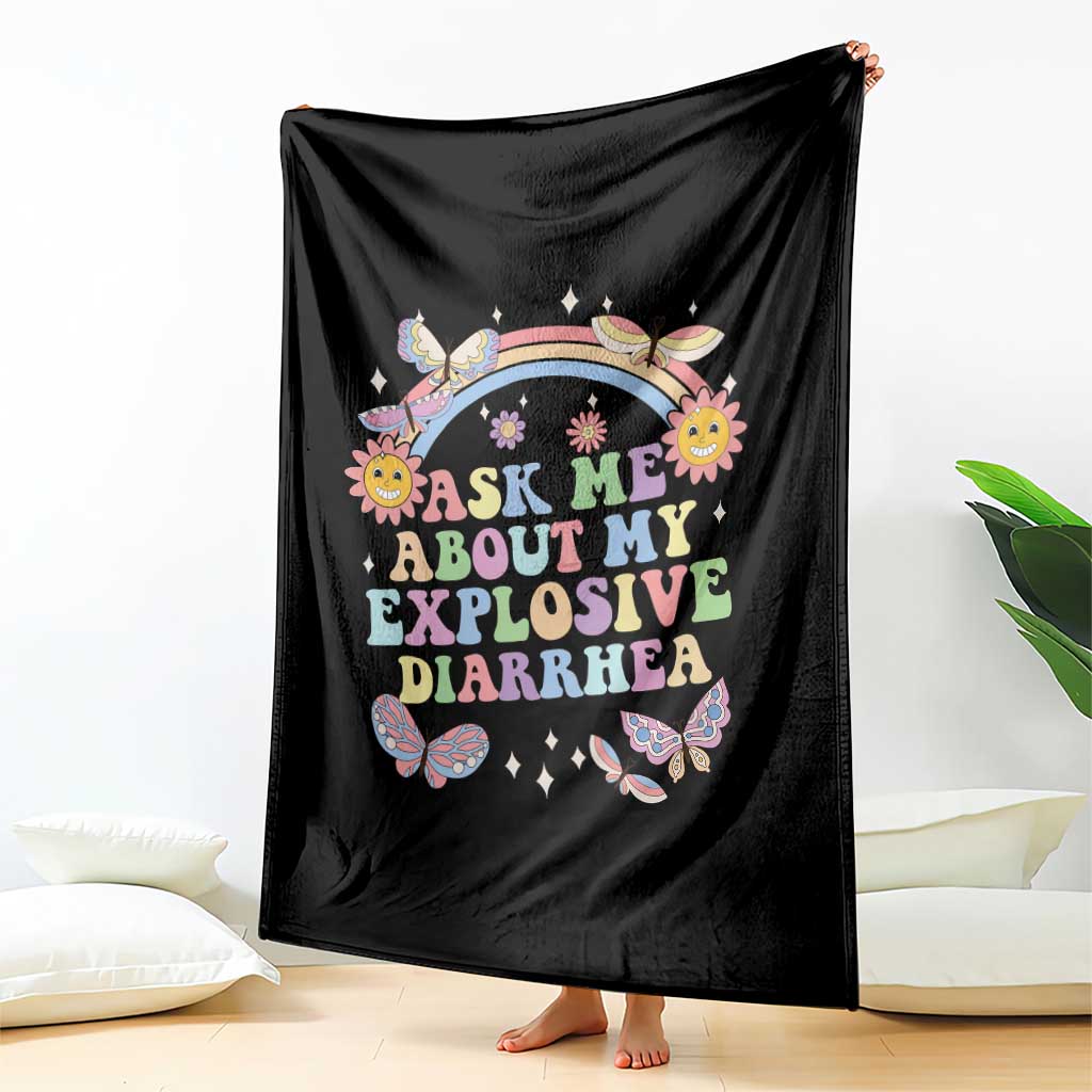 Ask Me About My Explosive Diarrhea Throw Blanket Funny Edgy Adult Humor TS10 Print Your Wear
