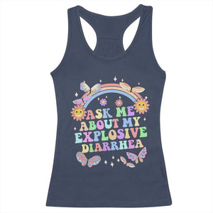 Ask Me About My Explosive Diarrhea Racerback Tank Top Funny Edgy Adult Humor TS10 Navy Print Your Wear