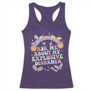 Ask Me About My Explosive Diarrhea Racerback Tank Top Funny Edgy Adult Humor TS10 Purple Print Your Wear
