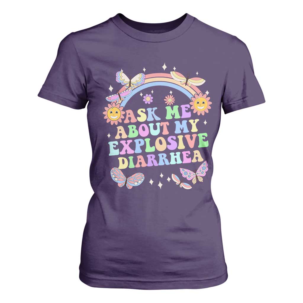 Ask Me About My Explosive Diarrhea T Shirt For Women Funny Edgy Adult Humor TS10 Purple Print Your Wear