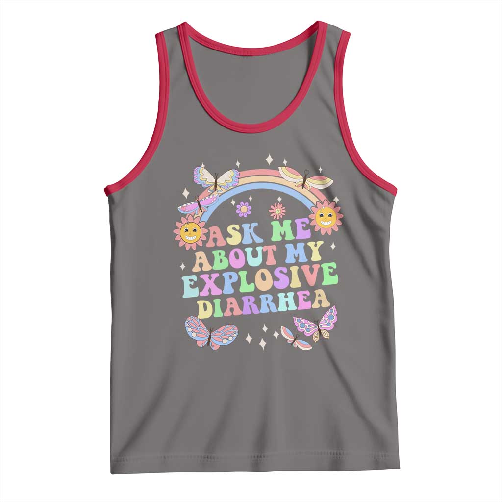 Ask Me About My Explosive Diarrhea Tank Top Funny Edgy Adult Humor TS10 Deep Heather Red Print Your Wear