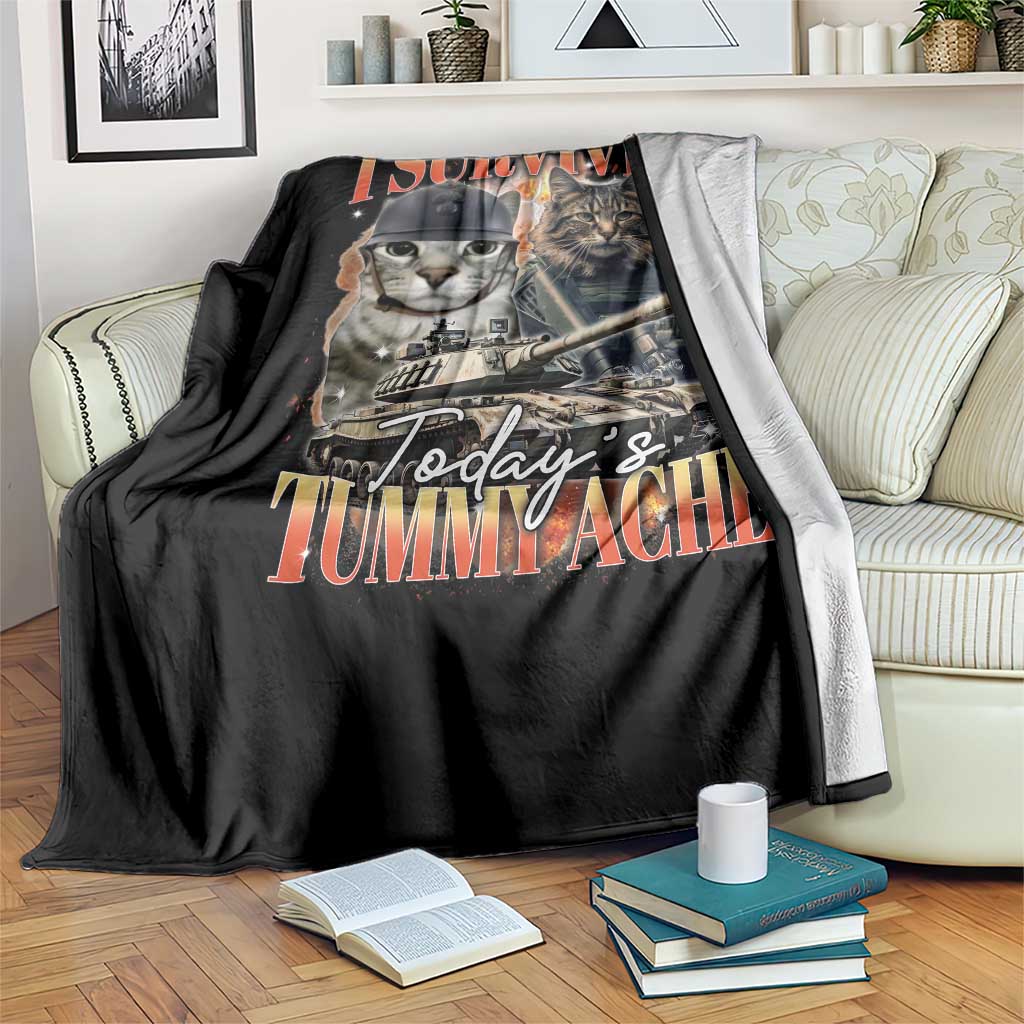 Tummy Ache Survivor Cat Meme Throw Blanket Funny Saying Cats Bootleg TS10 Print Your Wear