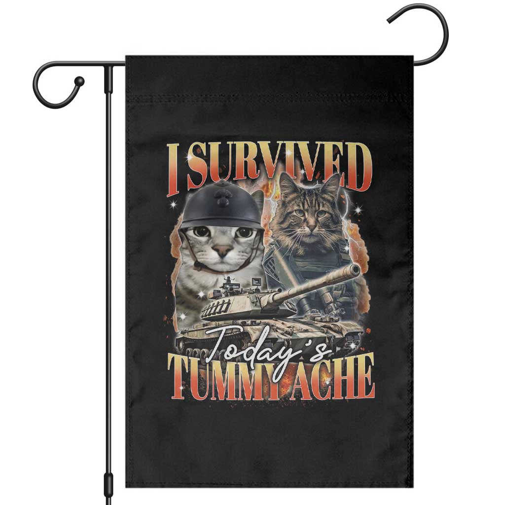 Tummy Ache Survivor Cat Meme Garden Flag Funny Saying Cats Bootleg TS10 Black Print Your Wear