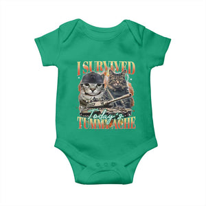 Tummy Ache Survivor Cat Meme Baby Onesie Funny Saying Cats Bootleg TS10 Irish Green Print Your Wear