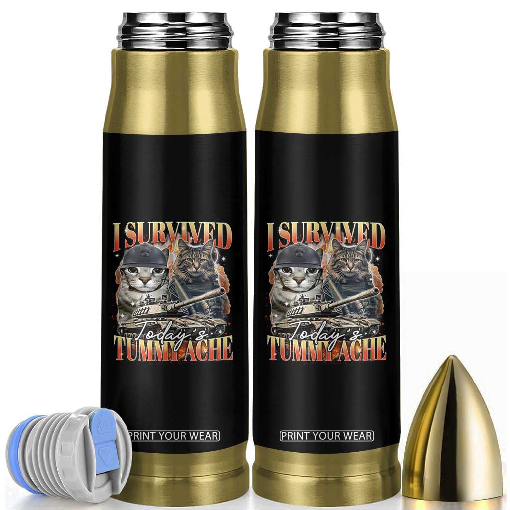 Tummy Ache Survivor Cat Meme Bullet Tumbler Funny Saying Cats Bootleg TS10 Black Print Your Wear