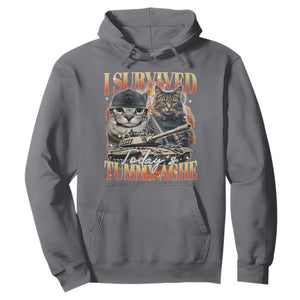 Tummy Ache Survivor Cat Meme Hoodie Funny Saying Cats Bootleg TS10 Charcoal Print Your Wear