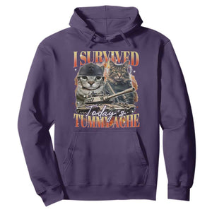 Tummy Ache Survivor Cat Meme Hoodie Funny Saying Cats Bootleg TS10 Purple Print Your Wear