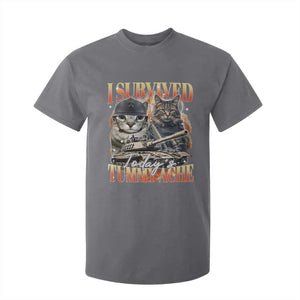 Tummy Ache Survivor Cat Meme T Shirt For Kid Funny Saying Cats Bootleg TS10 Charcoal Print Your Wear