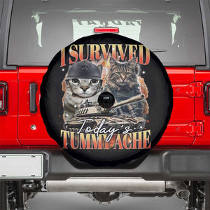 Tummy Ache Survivor Cat Meme Spare Tire Cover Funny Saying Cats Bootleg TS10 Black Print Your Wear