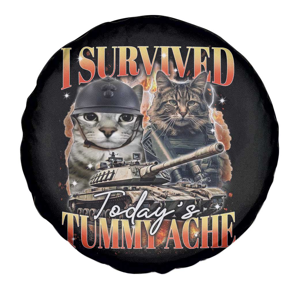 Tummy Ache Survivor Cat Meme Spare Tire Cover Funny Saying Cats Bootleg TS10 Print Your Wear
