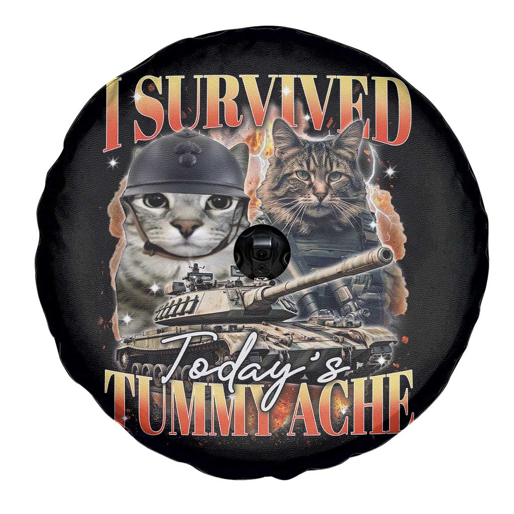 Tummy Ache Survivor Cat Meme Spare Tire Cover Funny Saying Cats Bootleg TS10 Print Your Wear