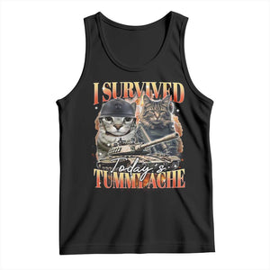 Tummy Ache Survivor Cat Meme Tank Top Funny Saying Cats Bootleg TS10 Black Print Your Wear