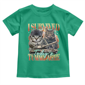 Tummy Ache Survivor Cat Meme Toddler T Shirt Funny Saying Cats Bootleg TS10 Irish Green Print Your Wear