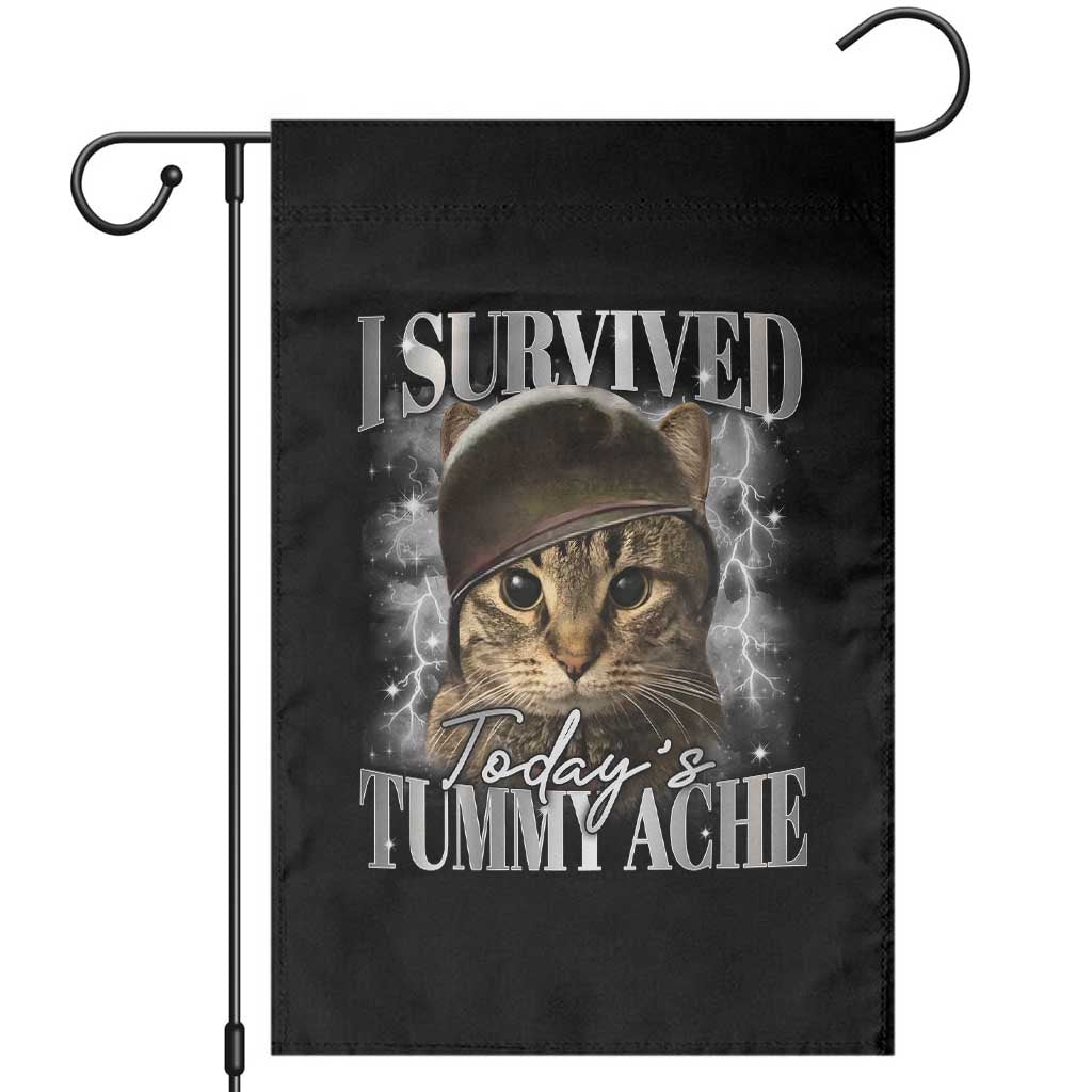 Tummy Ache Survivor Cat Meme Garden Flag Funny Saying Cats Cat Bootleg TS10 Black Print Your Wear
